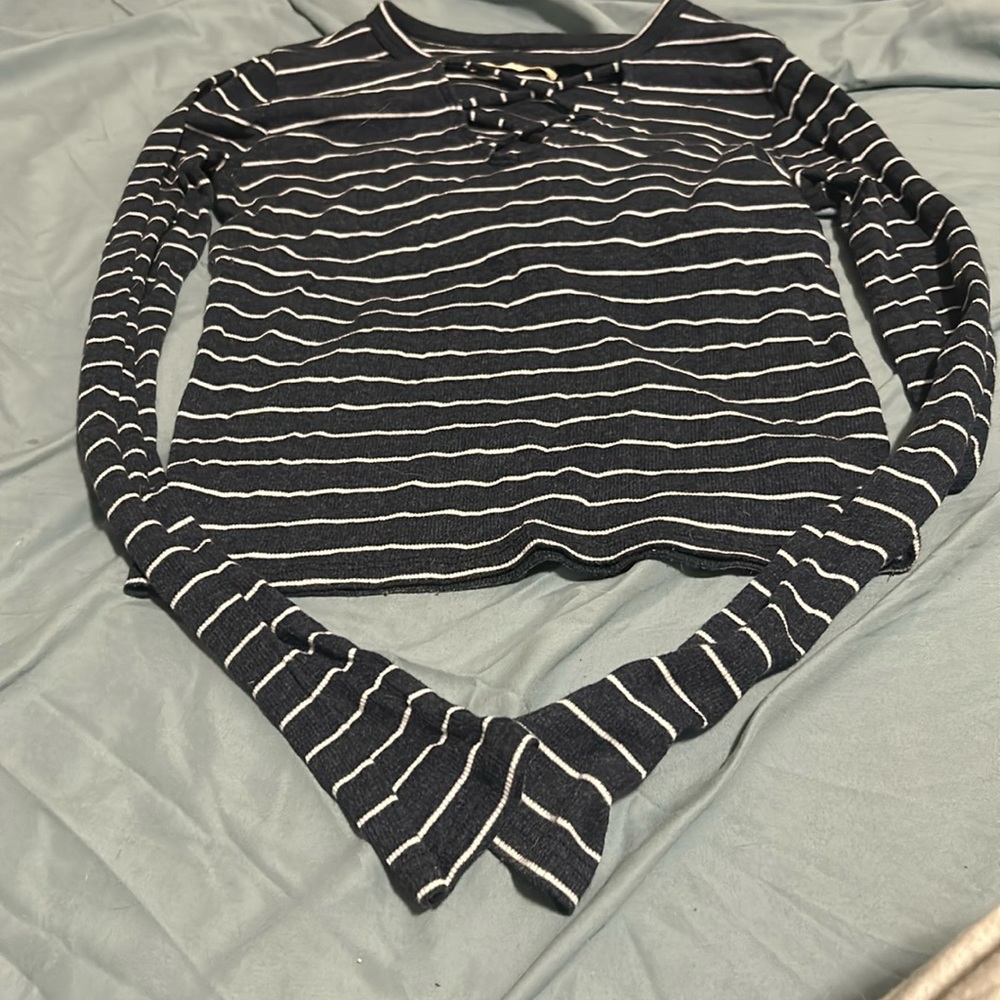 Blue long sleeve with white stripes